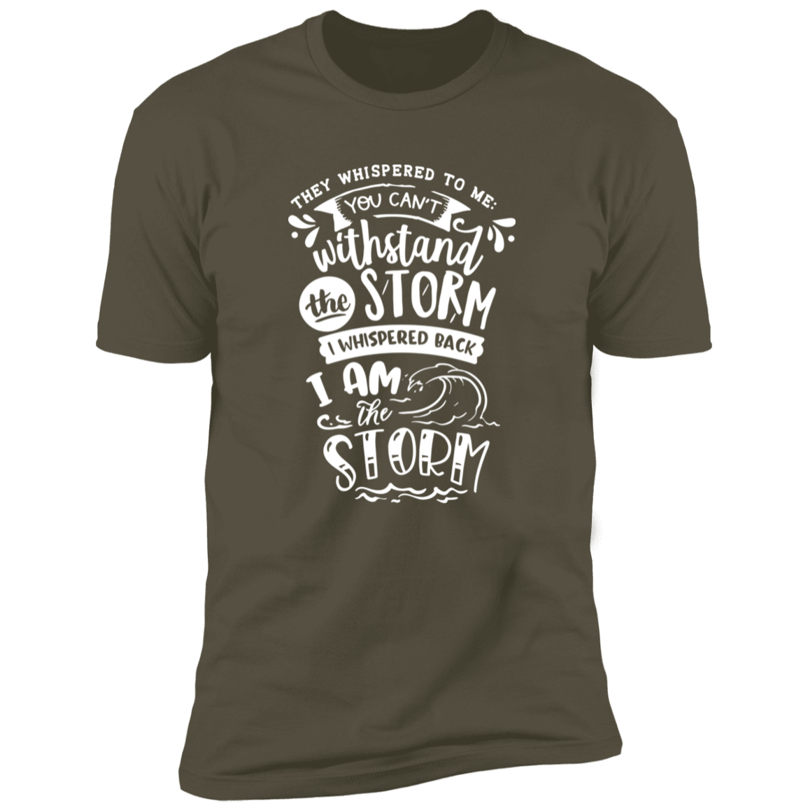 THEY WHISPERED TO ME YOU CAN'T WITHSTAND THE STORM I WHISPERED BACK I AM THE STORM